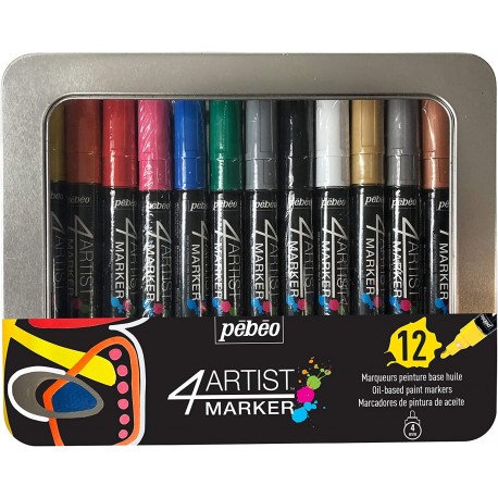 Boite métal de 12 Marqueur 4ARTIST 4 mm - Pébéo