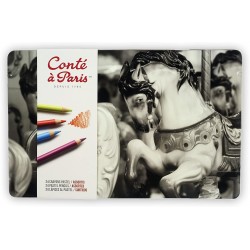 Boîte Métal Assortiment 12 Crayons Pastel - Conté à Paris