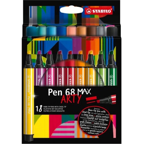 Mab Store - Étui carton de 18 Feutres Coloriage Pen 68 MAX Pointe