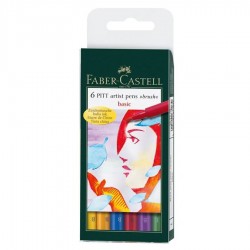 Étui de 6 Feutres Pitt Artist Pen Brush à encre de chine Tons Pastel -  Faber Castell