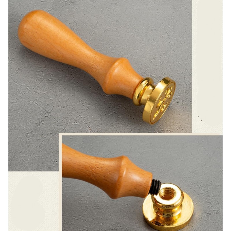 LUSandy Sceau De Cire - Tête En Laiton Doré Avec Poignée En Bois - Tampon à Sceller Pour Cartes, Enveloppes, Enveloppes De Mariage, Invitations, Décoration, Emballage Cadeau