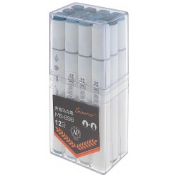 Box de 12 Marqueurs Alcool double pointe Superior Art Markers - Touch