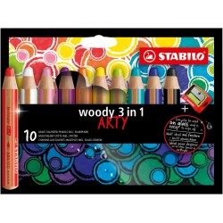 Set de 6 Crayons Woody Extra Large + Taille Crayon - Stabilo