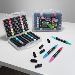 Boite de 12 Marqueurs Acrylique 24 Couleurs Double Pointe - Kalino