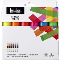 Set de 6 marqueurs Acrylique Fluorescentes pointe Large 15 mm - Liquitex