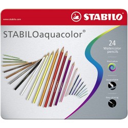 Boite métal de 12 crayons de couleur aquarellables - Stabilo