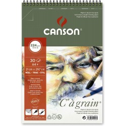 Album Papier à dessin "C" à Grain Spiral Notebook A4+, 30 Feuilles , 224 g/m² Blanc Naturel - Canson