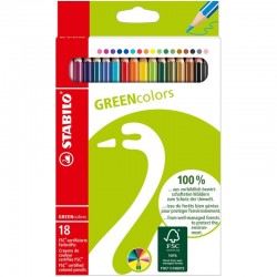 Étui de 18 Crayons de couleurs GREEN colors - Stabilo