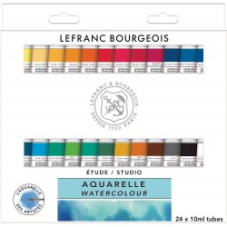 Set  de 12 Tubes Aquarelle étude 10 ml - Lefranc & Bourgeois