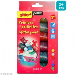 Kit découverte peinture paillettes 6 tubes de 20 ml Assorties - Pébéo